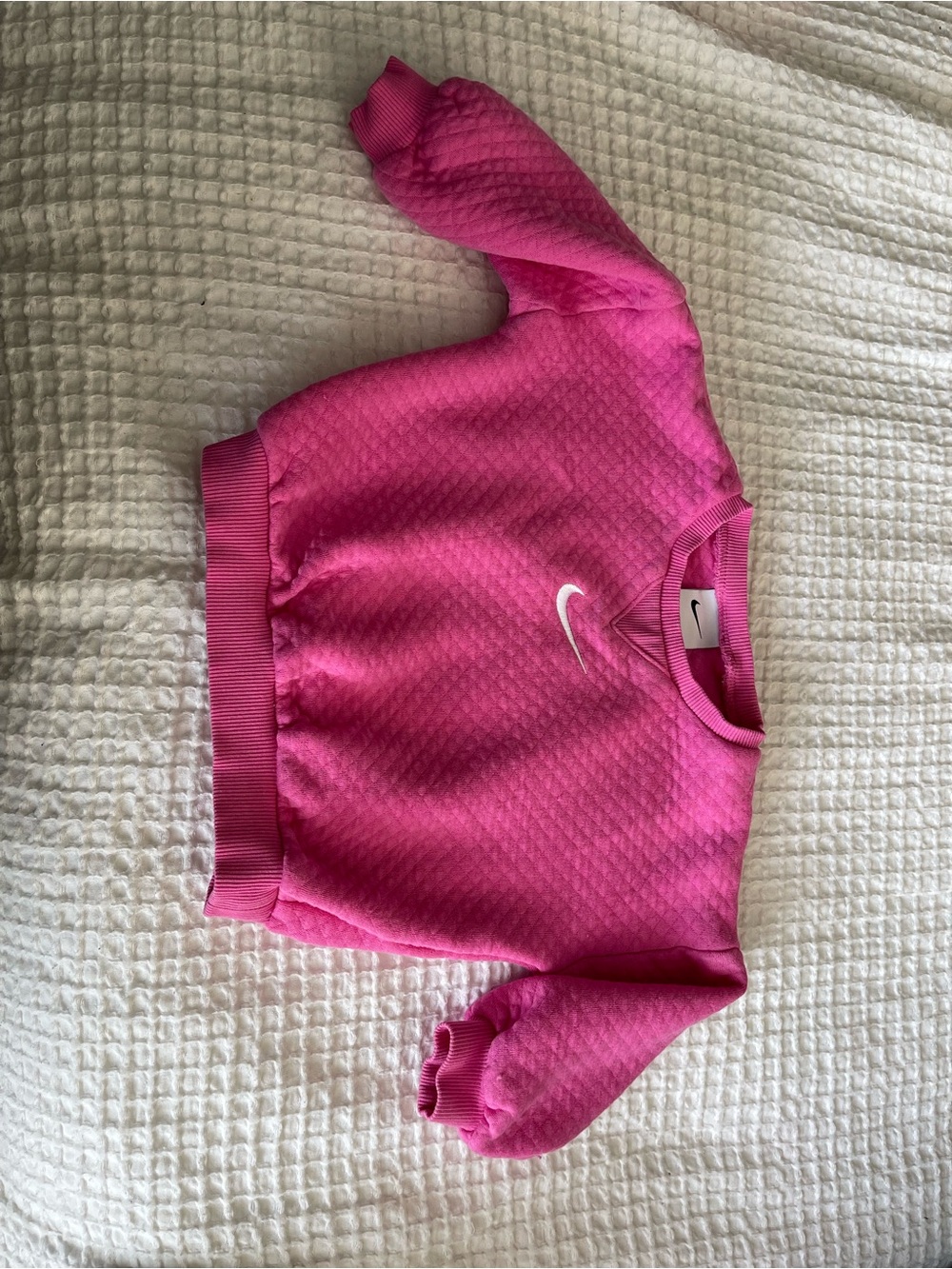 Nike Hot Pink Quilted Crewneck Sweatshirt with White Swoosh